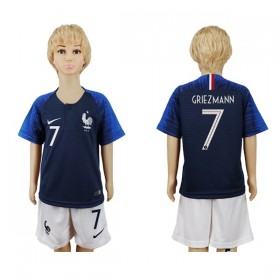 Frankrig VM 2018 Griezmann 7 Børn Hjemmebanesæt Kortærmet (+ Korte bukser)